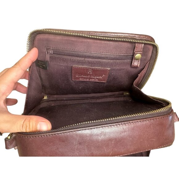 Etienne Aigner Small Crossbody Handbag Leather Brown Messenger Multi Pockets 90s - Picture 7 of 16